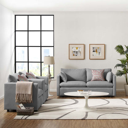 Activate 3 Piece Upholstered Fabric Set, Fabric, Light Grey Gray, 19130