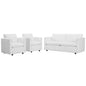 Activate 3 Piece Upholstered Fabric Set, Fabric, White, 19132
