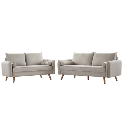 Revive Upholstered Fabric Sofa and Loveseat Set, Fabric, Beige, 19134