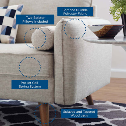 Revive Upholstered Fabric Sofa and Loveseat Set, Fabric, Beige, 19134