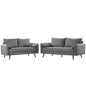 Revive Upholstered Fabric Sofa and Loveseat Set, Fabric, Light Grey Gray, 19136