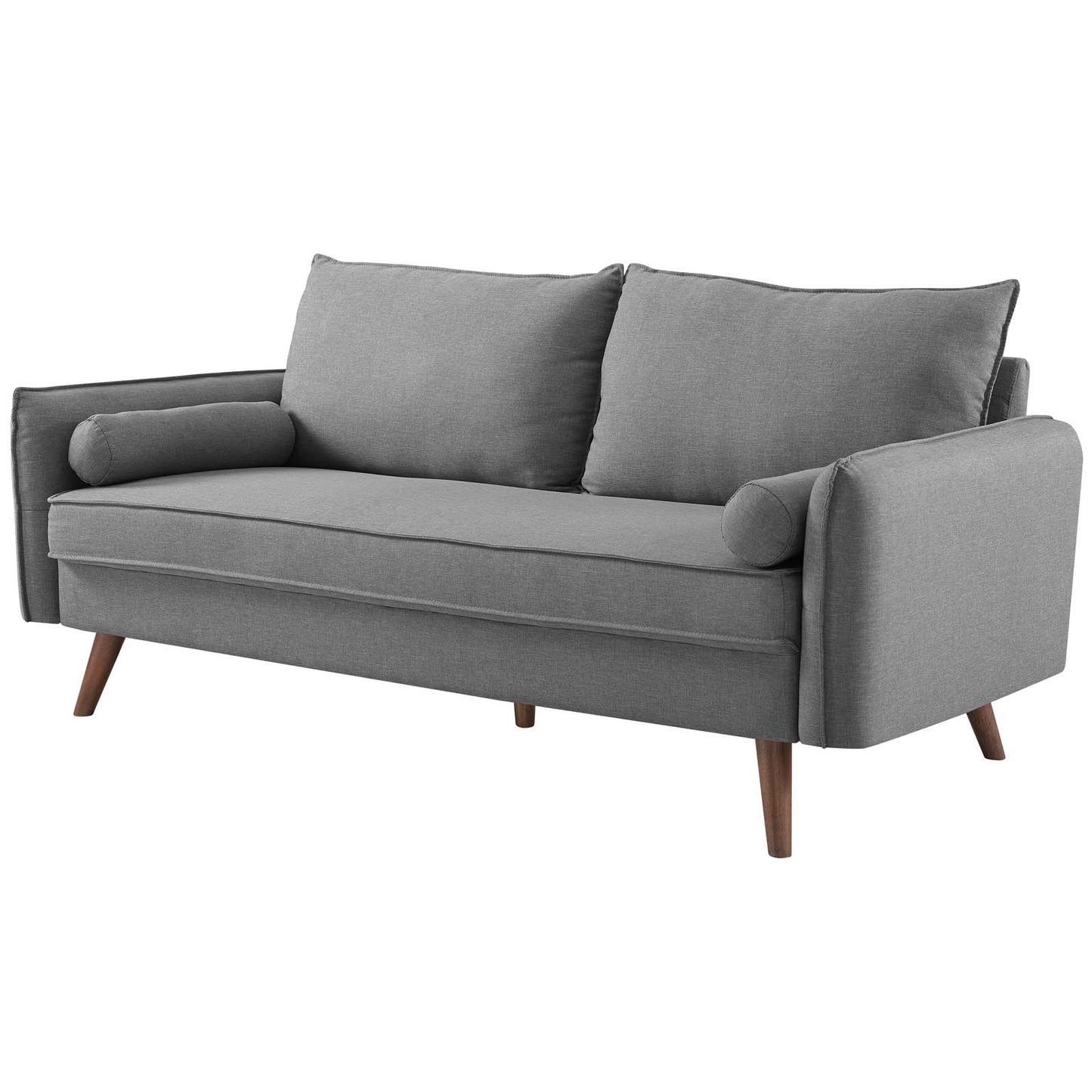Revive Upholstered Fabric Sofa and Loveseat Set, Fabric, Light Grey Gray, 19136