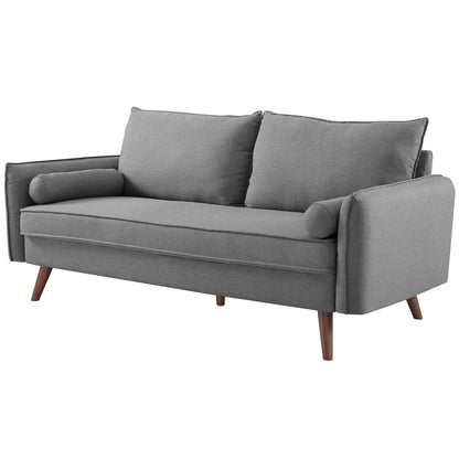 Revive Upholstered Fabric Sofa and Loveseat Set, Fabric, Light Grey Gray, 19136