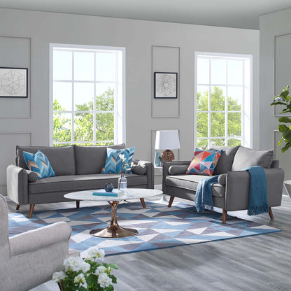 Revive Upholstered Fabric Sofa and Loveseat Set, Fabric, Light Grey Gray, 19136