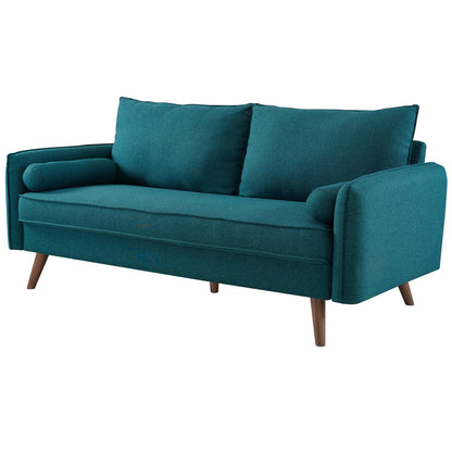 Revive Upholstered Fabric Sofa and Loveseat Set, Fabric, Teal Blue, 19137