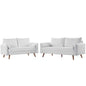 Revive Upholstered Fabric Sofa and Loveseat Set, Fabric, White, 19138