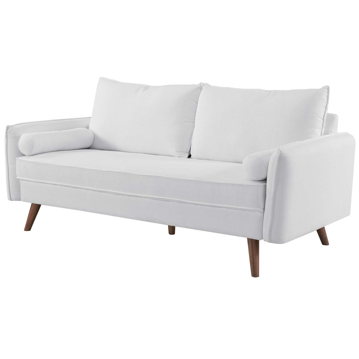 Revive Upholstered Fabric Sofa and Loveseat Set, Fabric, White, 19138