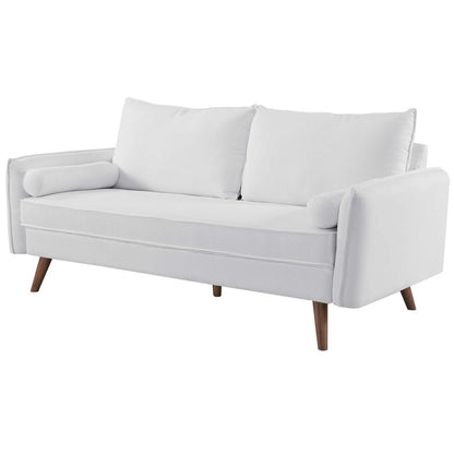 Revive Upholstered Fabric Sofa and Loveseat Set, Fabric, White, 19138