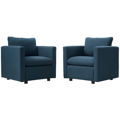 Activate Upholstered Fabric Armchair Set of 2, Fabric, Navy Blue, 19139