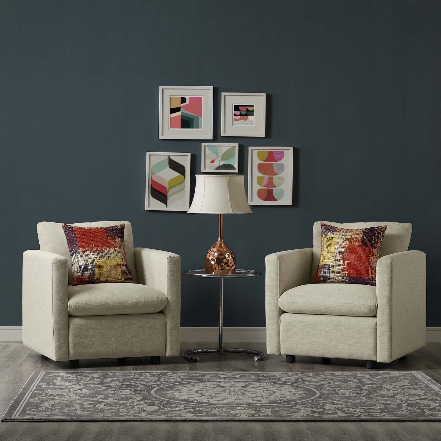 Activate Upholstered Fabric Armchair Set of 2, Fabric, Beige, 19140