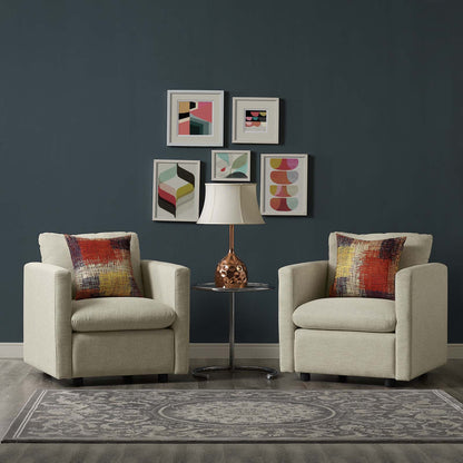 Activate Upholstered Fabric Armchair Set of 2, Fabric, Beige, 19140