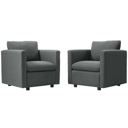 Activate Upholstered Fabric Armchair Set of 2, Fabric, Grey Gray, 19141