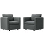 Activate Upholstered Fabric Armchair Set of 2, Fabric, Grey Gray, 19141
