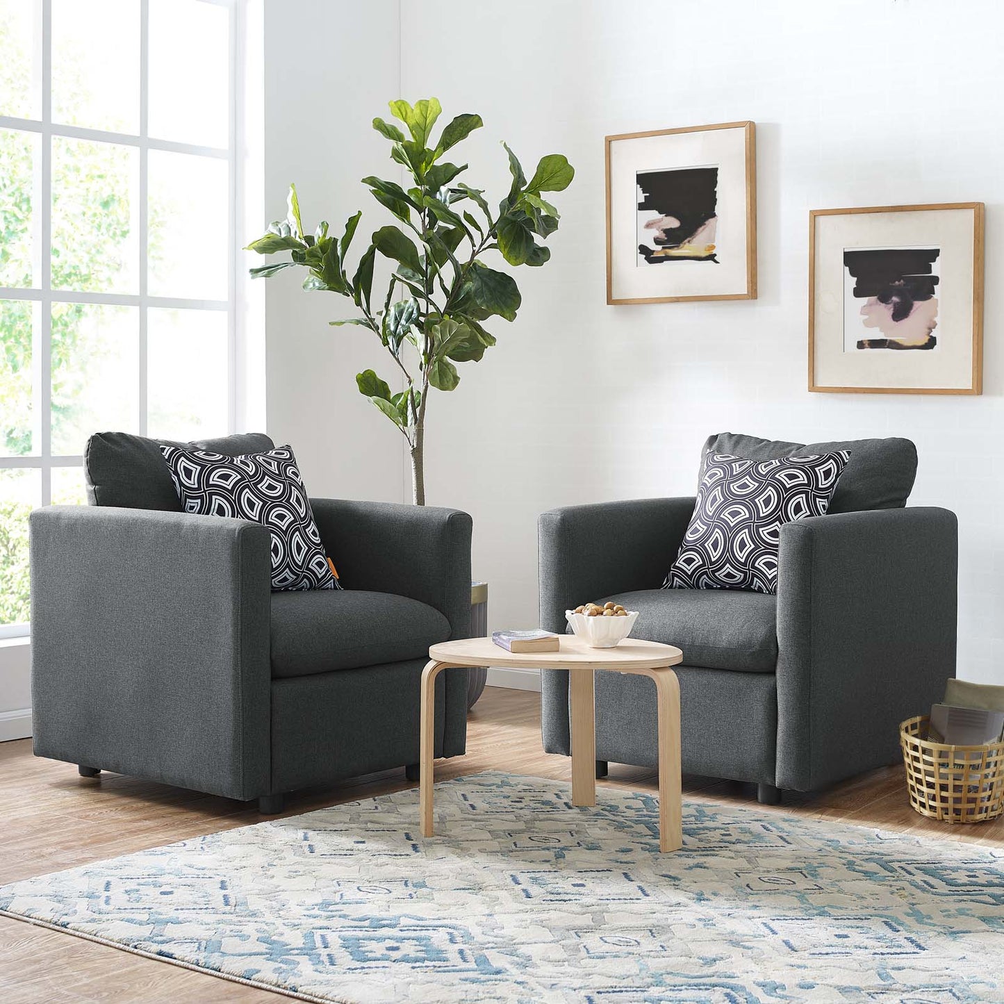 Activate Upholstered Fabric Armchair Set of 2, Fabric, Grey Gray, 19141