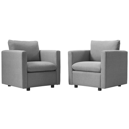 Activate Upholstered Fabric Armchair Set of 2, Fabric, Light Grey Gray, 19142