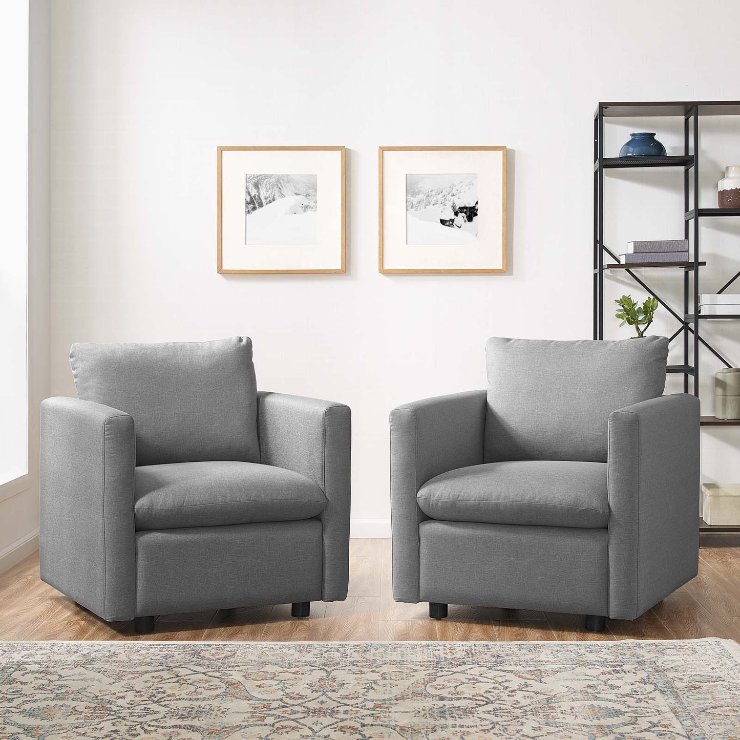 Activate Upholstered Fabric Armchair Set of 2, Fabric, Light Grey Gray, 19142