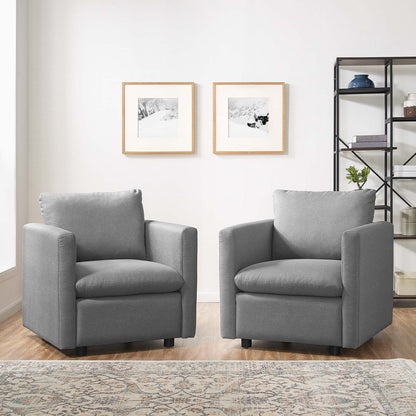 Activate Upholstered Fabric Armchair Set of 2, Fabric, Light Grey Gray, 19142