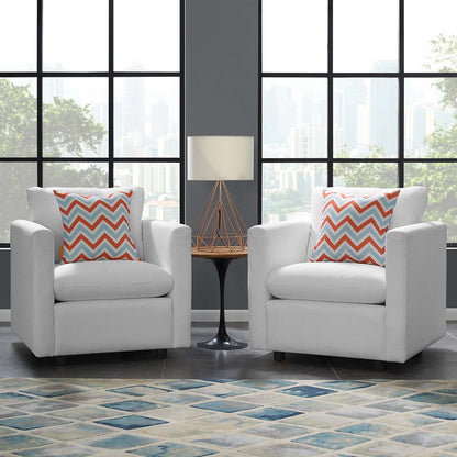 Activate Upholstered Fabric Armchair Set of 2, Fabric, White, 19144