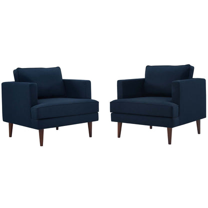 Agile Upholstered Fabric Armchair Set of 2, Fabric, Blue, 19145