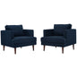 Agile Upholstered Fabric Armchair Set of 2, Fabric, Blue, 19145
