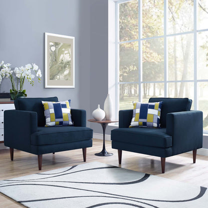 Agile Upholstered Fabric Armchair Set of 2, Fabric, Blue, 19145