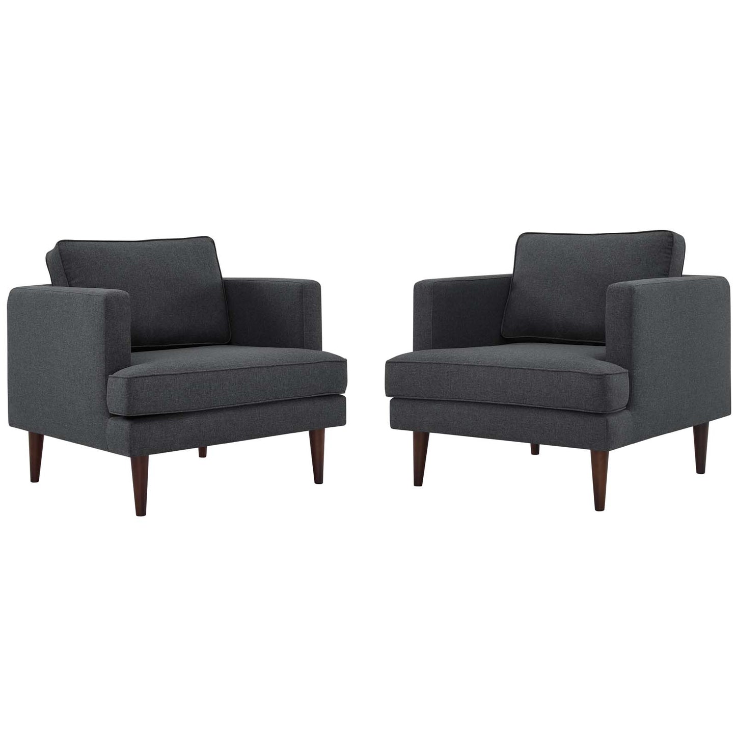 Agile Upholstered Fabric Armchair Set of 2, Fabric, Grey Gray, 19146