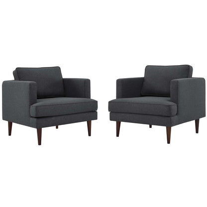 Agile Upholstered Fabric Armchair Set of 2, Fabric, Grey Gray, 19146