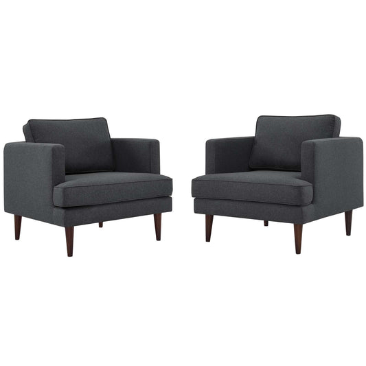 Agile Upholstered Fabric Armchair Set of 2, Fabric, Grey Gray, 19146