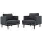 Agile Upholstered Fabric Armchair Set of 2, Fabric, Grey Gray, 19146