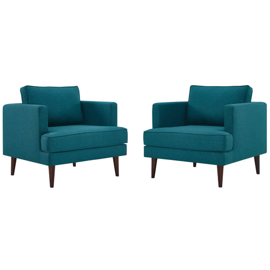 Agile Upholstered Fabric Armchair Set of 2, Fabric, Teal Blue, 19147