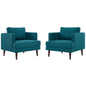 Agile Upholstered Fabric Armchair Set of 2, Fabric, Teal Blue, 19147
