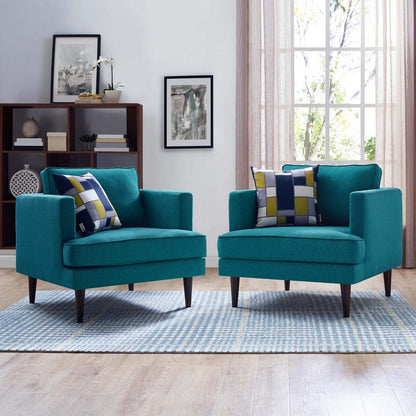 Agile Upholstered Fabric Armchair Set of 2, Fabric, Teal Blue, 19147