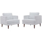 Agile Upholstered Fabric Armchair Set of 2, Fabric, White, 19148