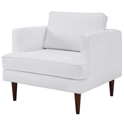 Agile Upholstered Fabric Armchair Set of 2, Fabric, White, 19148