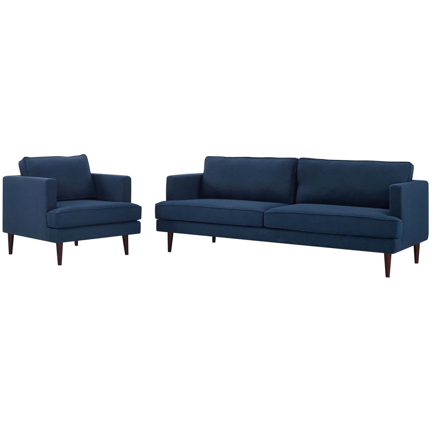 Agile Upholstered Fabric Sofa and Armchair Set, Fabric, Blue, 19149