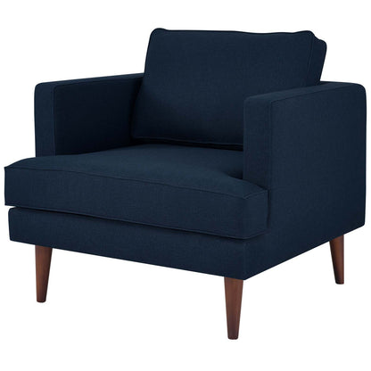 Agile Upholstered Fabric Sofa and Armchair Set, Fabric, Blue, 19149