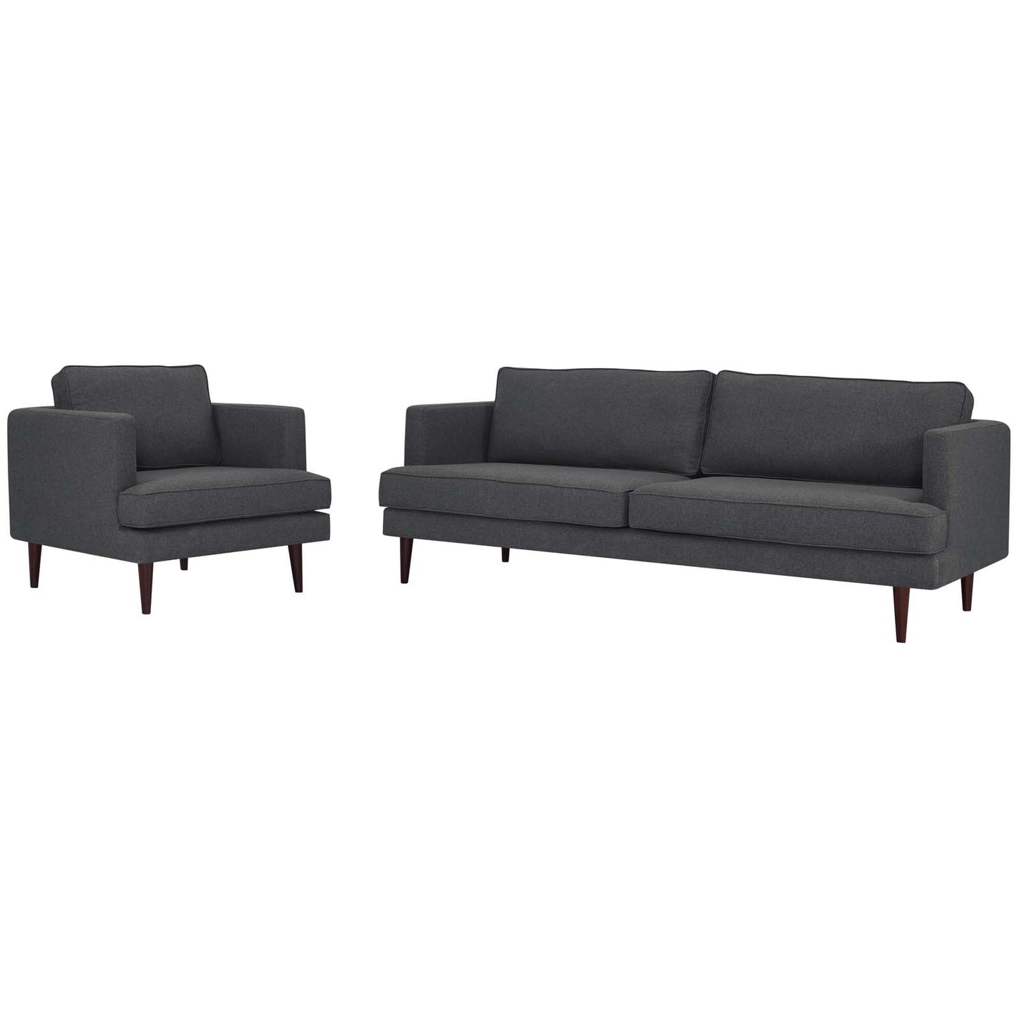 Agile Upholstered Fabric Sofa and Armchair Set, Fabric, Grey Gray, 19150