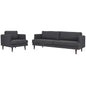 Agile Upholstered Fabric Sofa and Armchair Set, Fabric, Grey Gray, 19150