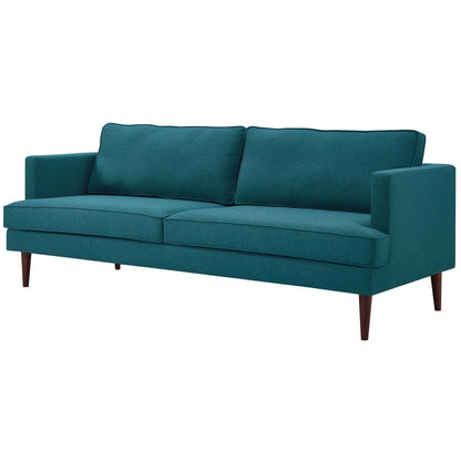Agile Upholstered Fabric Sofa and Armchair Set, Fabric, Teal Blue, 19151