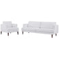 Agile Upholstered Fabric Sofa and Armchair Set, Fabric, White, 19152