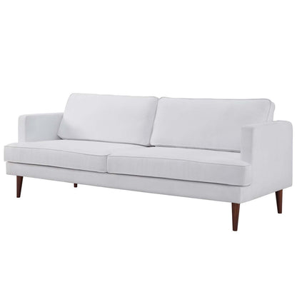Agile Upholstered Fabric Sofa and Armchair Set, Fabric, White, 19152