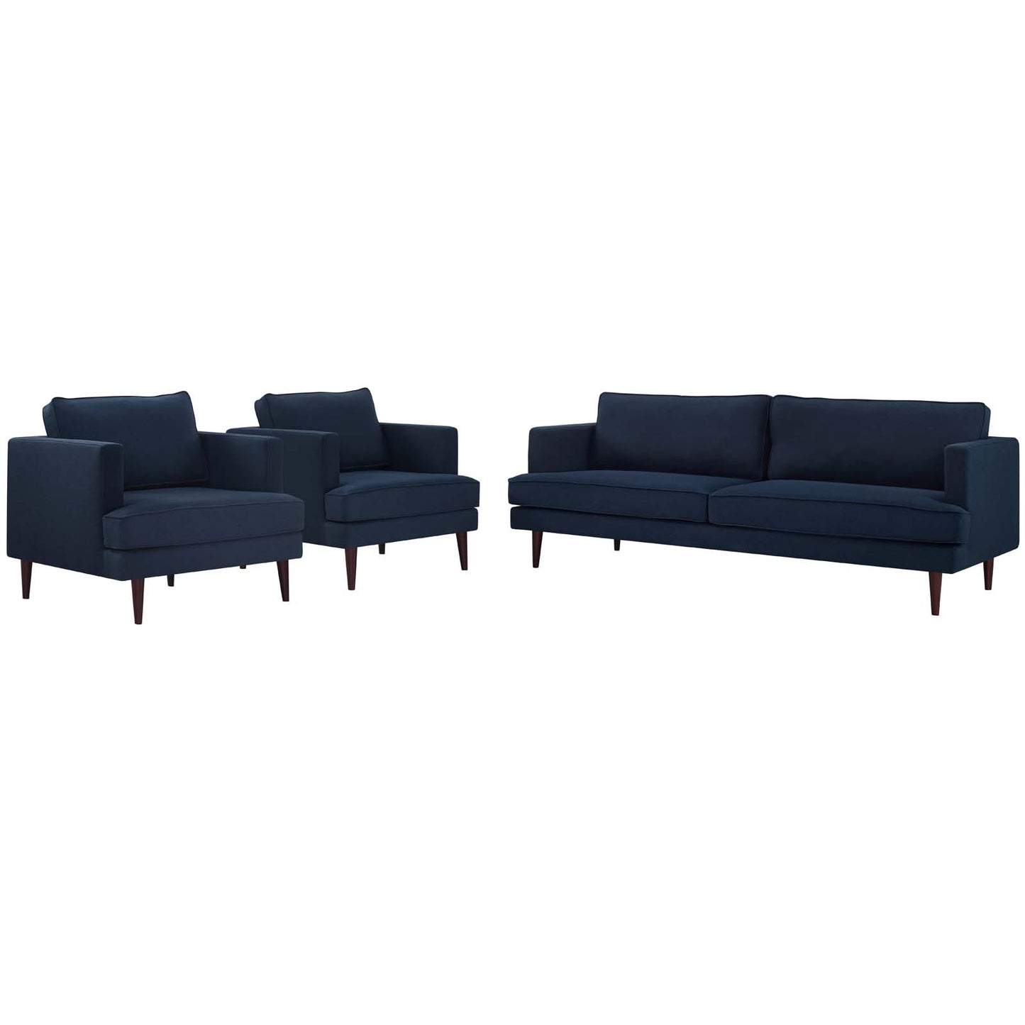 Agile 3 Piece Upholstered Fabric Set, Fabric, Blue, 19153