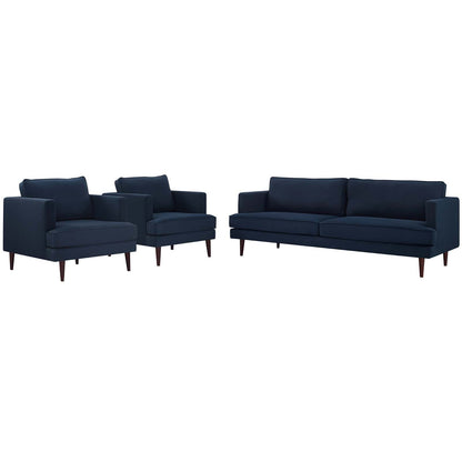 Agile 3 Piece Upholstered Fabric Set, Fabric, Blue, 19153
