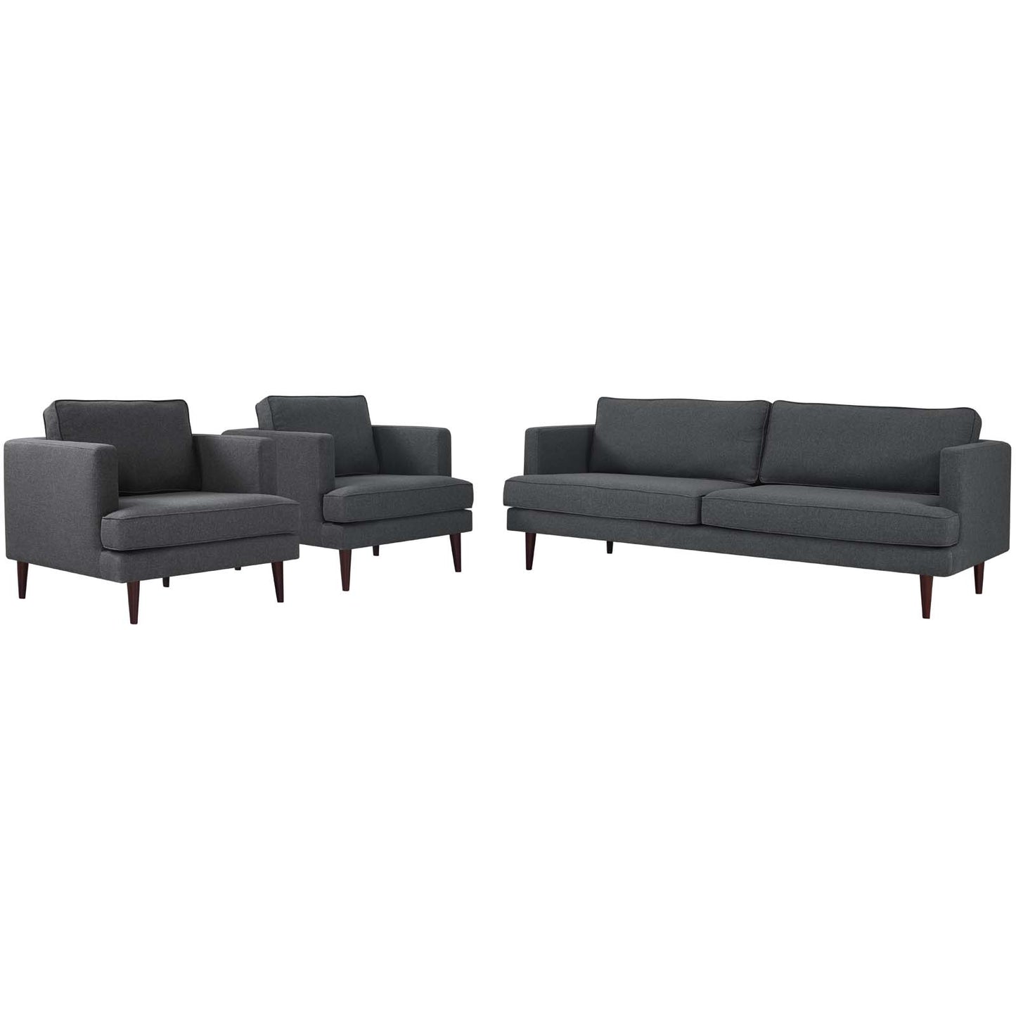 Agile 3 Piece Upholstered Fabric Set, Fabric, Grey Gray, 19154