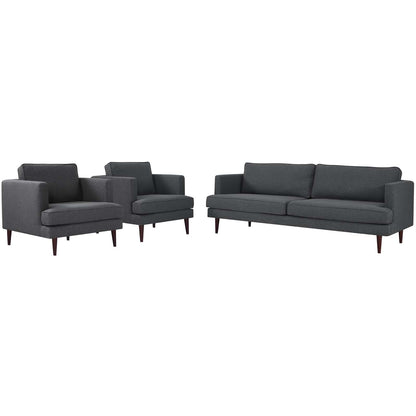 Agile 3 Piece Upholstered Fabric Set, Fabric, Grey Gray, 19154