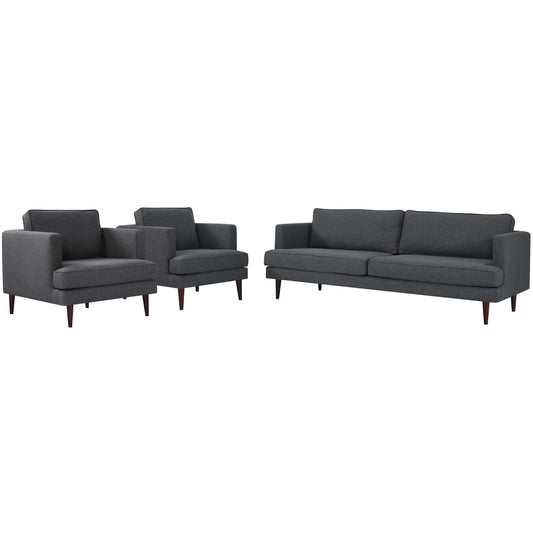 Agile 3 Piece Upholstered Fabric Set, Fabric, Grey Gray, 19154