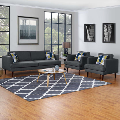 Agile 3 Piece Upholstered Fabric Set, Fabric, Grey Gray, 19154