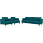 Agile 3 Piece Upholstered Fabric Set, Fabric, Teal Blue, 19155