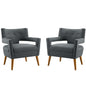 Sheer Upholstered Fabric Armchair Set of 2, Fabric, Grey Gray, 19158