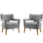 Sheer Upholstered Fabric Armchair Set of 2, Fabric, Light Grey Gray, 19159